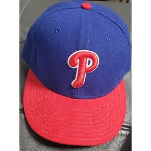 Philadelphia Phillies Hat Cap New Era Blue/Red Plain Size Men 7 1/8 Pre-Owned